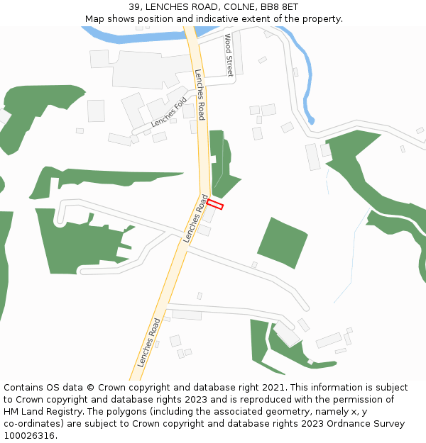 39, LENCHES ROAD, COLNE, BB8 8ET: Location map and indicative extent of plot