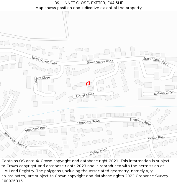39, LINNET CLOSE, EXETER, EX4 5HF: Location map and indicative extent of plot