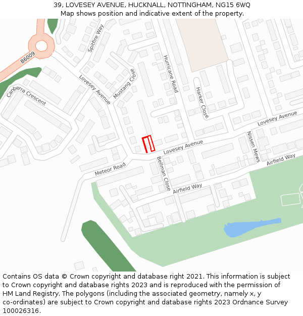 39, LOVESEY AVENUE, HUCKNALL, NOTTINGHAM, NG15 6WQ: Location map and indicative extent of plot