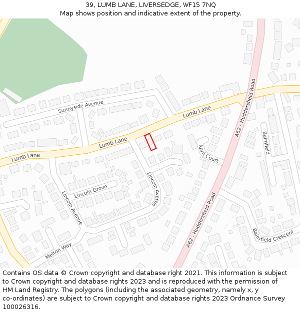 39, LUMB LANE, LIVERSEDGE, WF15 7NQ: Location map and indicative extent of plot