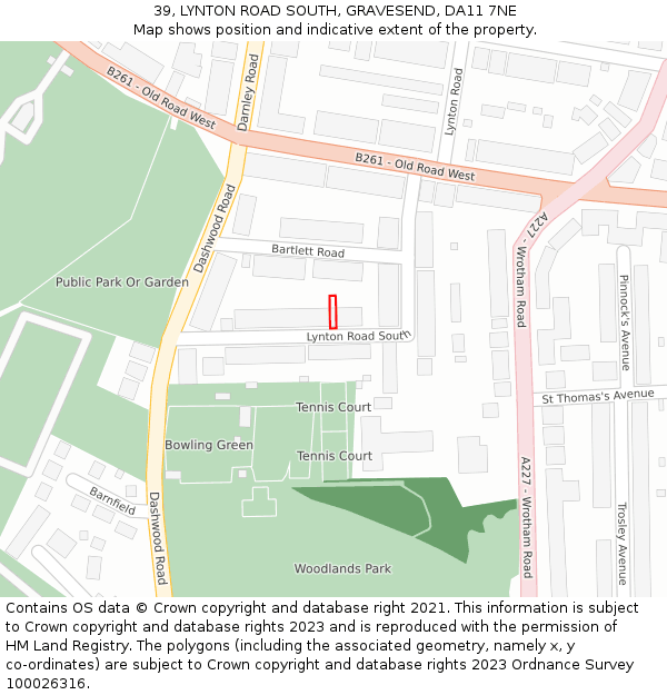 39, LYNTON ROAD SOUTH, GRAVESEND, DA11 7NE: Location map and indicative extent of plot