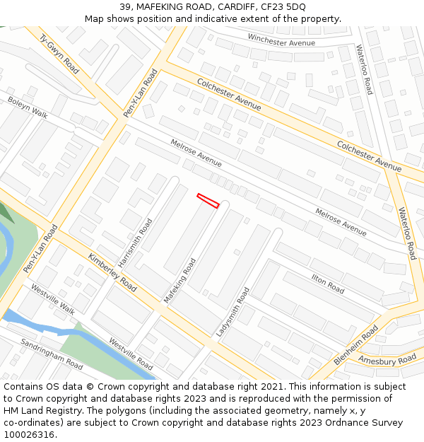 39, MAFEKING ROAD, CARDIFF, CF23 5DQ: Location map and indicative extent of plot