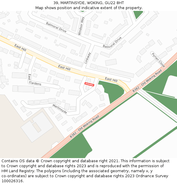 39, MARTINSYDE, WOKING, GU22 8HT: Location map and indicative extent of plot