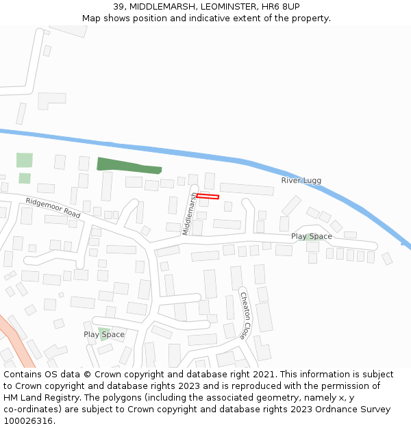 39, MIDDLEMARSH, LEOMINSTER, HR6 8UP: Location map and indicative extent of plot