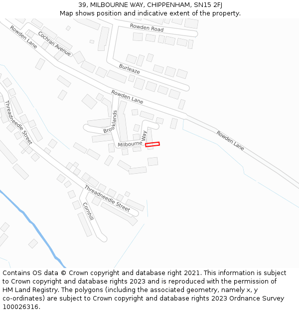 39, MILBOURNE WAY, CHIPPENHAM, SN15 2FJ: Location map and indicative extent of plot