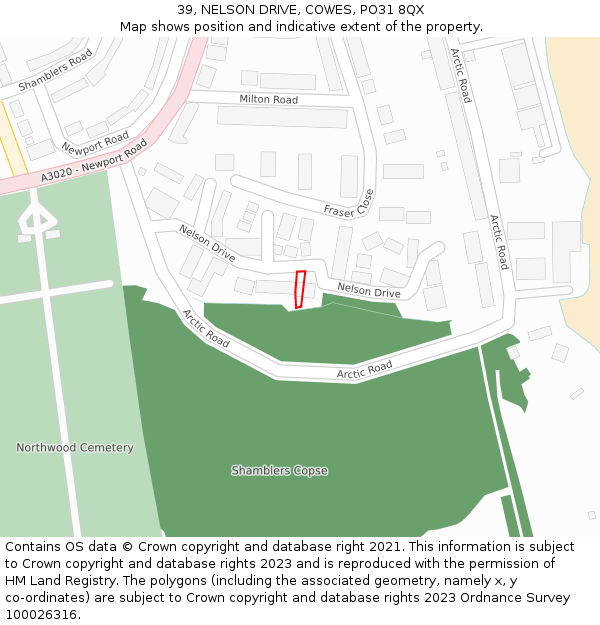 39, NELSON DRIVE, COWES, PO31 8QX: Location map and indicative extent of plot