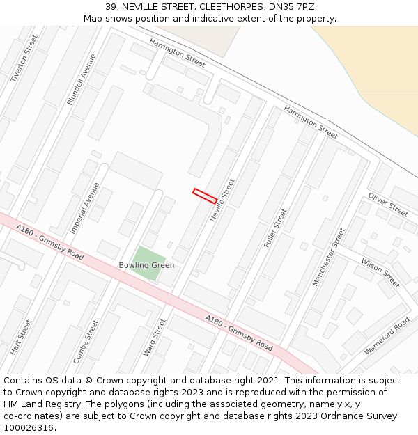 39, NEVILLE STREET, CLEETHORPES, DN35 7PZ: Location map and indicative extent of plot