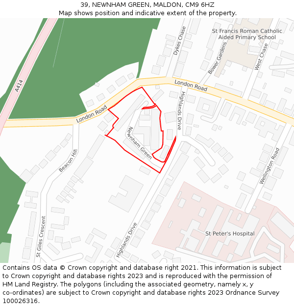 39, NEWNHAM GREEN, MALDON, CM9 6HZ: Location map and indicative extent of plot