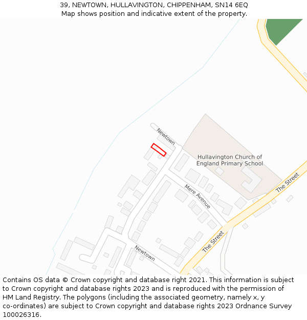 39, NEWTOWN, HULLAVINGTON, CHIPPENHAM, SN14 6EQ: Location map and indicative extent of plot