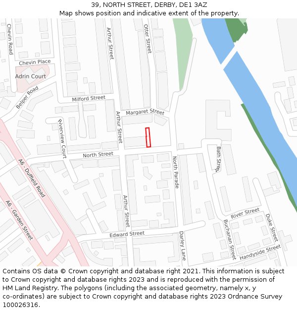 39, NORTH STREET, DERBY, DE1 3AZ: Location map and indicative extent of plot