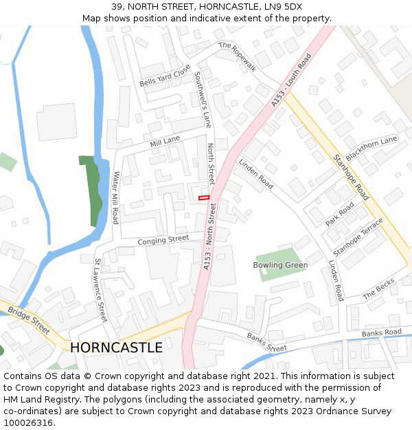 39, NORTH STREET, HORNCASTLE, LN9 5DX: Location map and indicative extent of plot