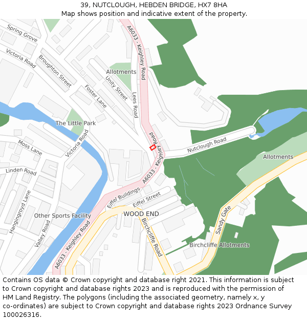 39, NUTCLOUGH, HEBDEN BRIDGE, HX7 8HA: Location map and indicative extent of plot