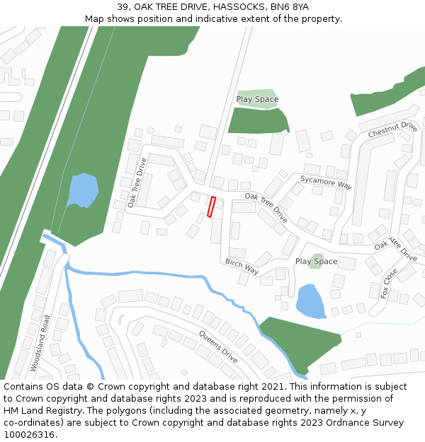 39, OAK TREE DRIVE, HASSOCKS, BN6 8YA: Location map and indicative extent of plot
