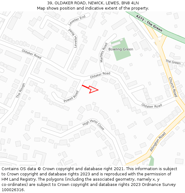 39, OLDAKER ROAD, NEWICK, LEWES, BN8 4LN: Location map and indicative extent of plot