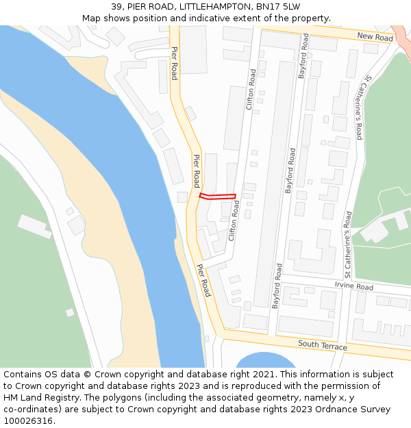 39, PIER ROAD, LITTLEHAMPTON, BN17 5LW: Location map and indicative extent of plot