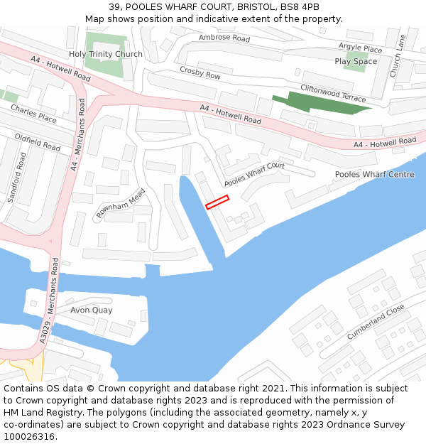 39, POOLES WHARF COURT, BRISTOL, BS8 4PB: Location map and indicative extent of plot