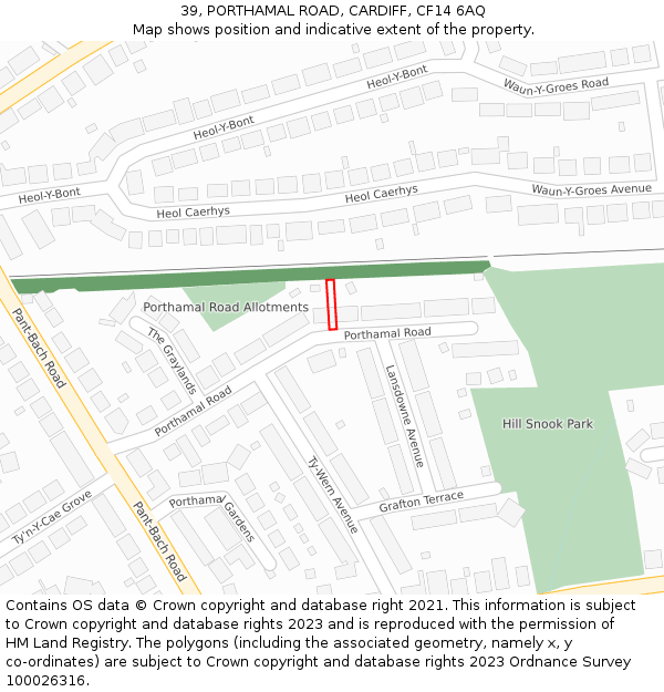39, PORTHAMAL ROAD, CARDIFF, CF14 6AQ: Location map and indicative extent of plot
