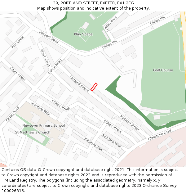 39, PORTLAND STREET, EXETER, EX1 2EG: Location map and indicative extent of plot