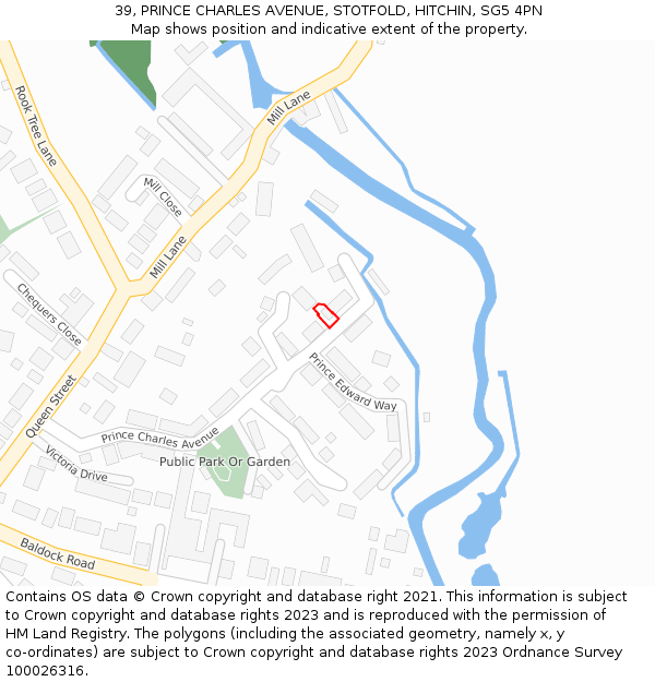 39, PRINCE CHARLES AVENUE, STOTFOLD, HITCHIN, SG5 4PN: Location map and indicative extent of plot