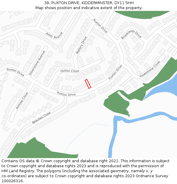 39, PUXTON DRIVE, KIDDERMINSTER, DY11 5HH: Location map and indicative extent of plot