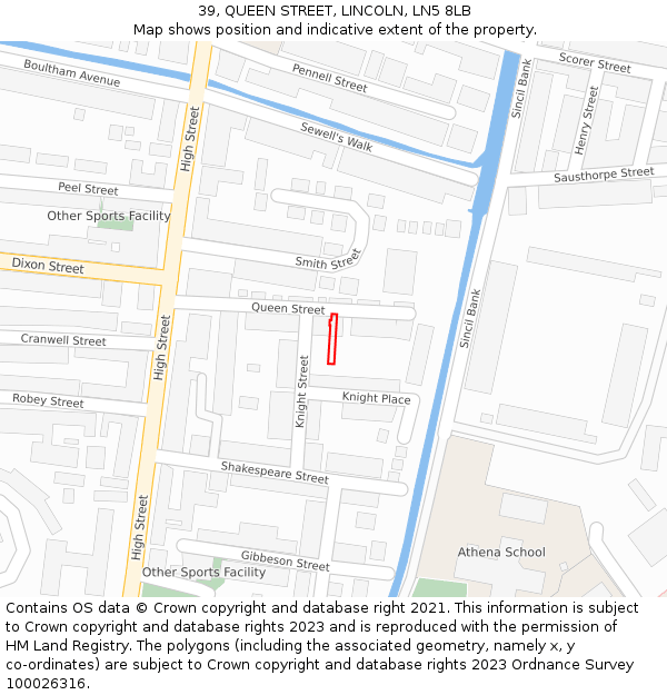 39, QUEEN STREET, LINCOLN, LN5 8LB: Location map and indicative extent of plot