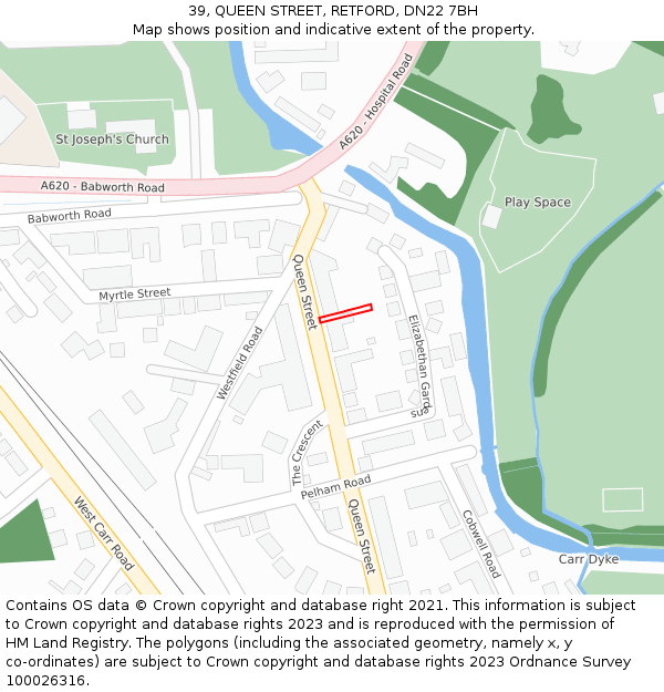 39, QUEEN STREET, RETFORD, DN22 7BH: Location map and indicative extent of plot