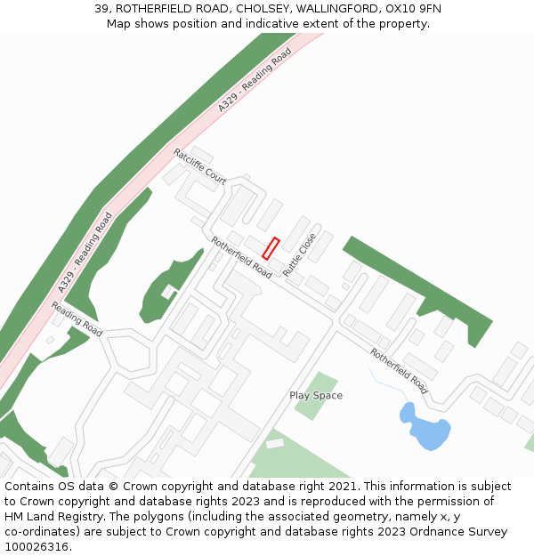 39, ROTHERFIELD ROAD, CHOLSEY, WALLINGFORD, OX10 9FN: Location map and indicative extent of plot