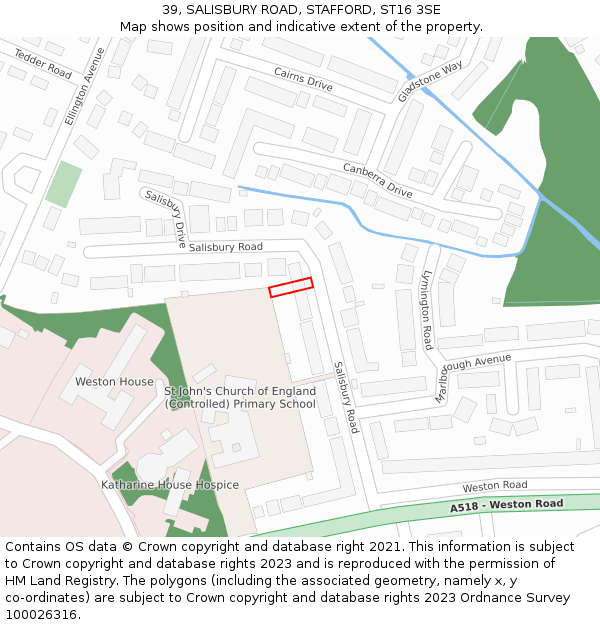 39, SALISBURY ROAD, STAFFORD, ST16 3SE: Location map and indicative extent of plot