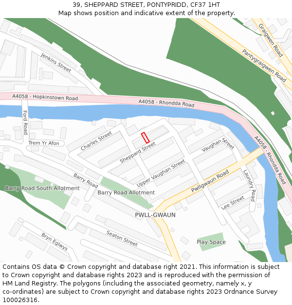 39, SHEPPARD STREET, PONTYPRIDD, CF37 1HT: Location map and indicative extent of plot