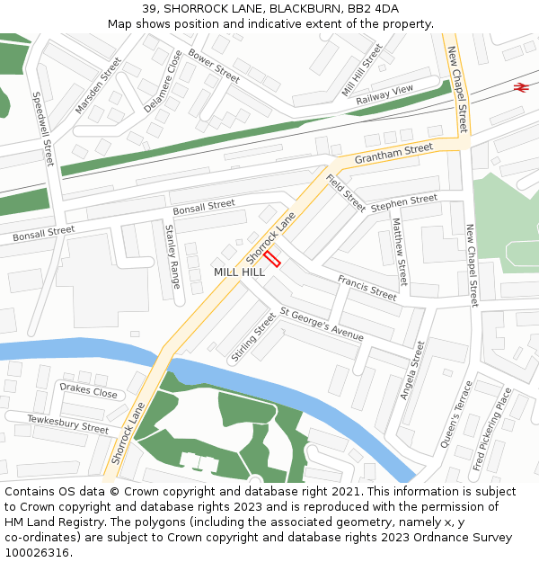 39, SHORROCK LANE, BLACKBURN, BB2 4DA: Location map and indicative extent of plot