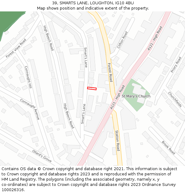 39, SMARTS LANE, LOUGHTON, IG10 4BU: Location map and indicative extent of plot