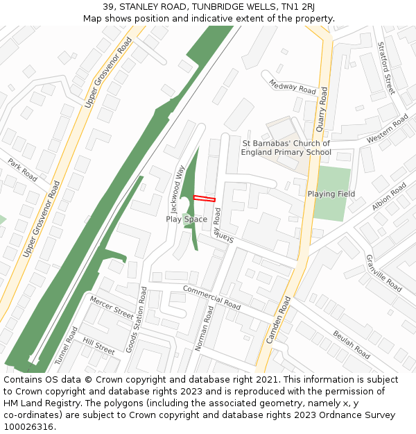 39, STANLEY ROAD, TUNBRIDGE WELLS, TN1 2RJ: Location map and indicative extent of plot