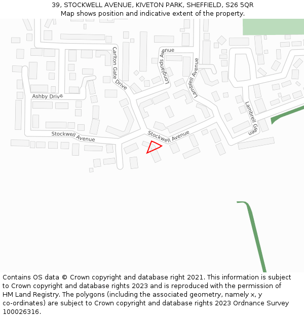 39, STOCKWELL AVENUE, KIVETON PARK, SHEFFIELD, S26 5QR: Location map and indicative extent of plot