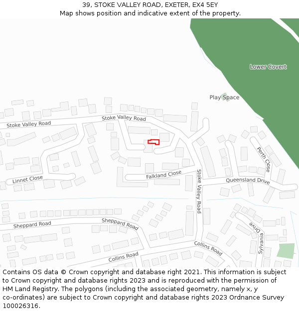 39, STOKE VALLEY ROAD, EXETER, EX4 5EY: Location map and indicative extent of plot