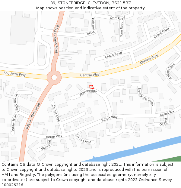 39, STONEBRIDGE, CLEVEDON, BS21 5BZ: Location map and indicative extent of plot