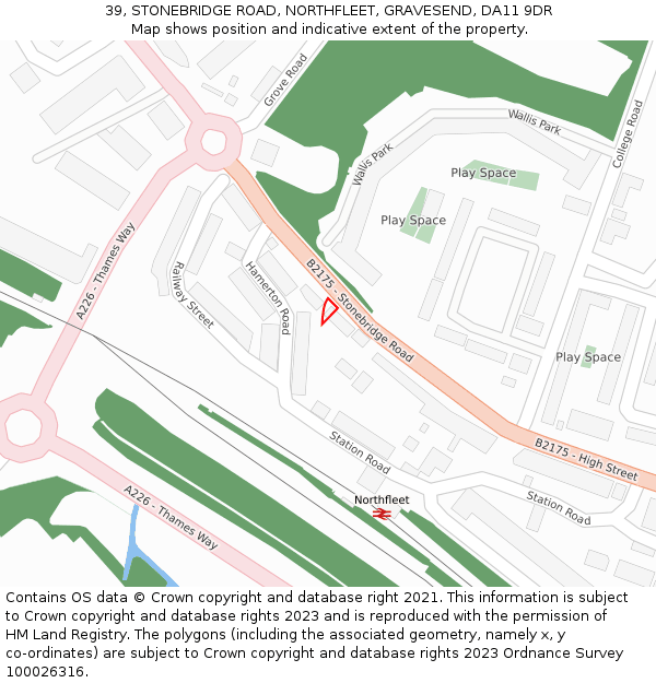 39, STONEBRIDGE ROAD, NORTHFLEET, GRAVESEND, DA11 9DR: Location map and indicative extent of plot