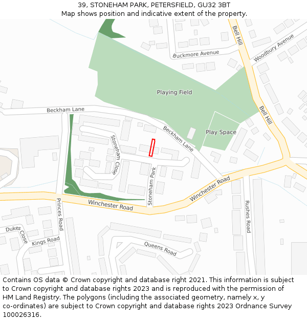 39, STONEHAM PARK, PETERSFIELD, GU32 3BT: Location map and indicative extent of plot