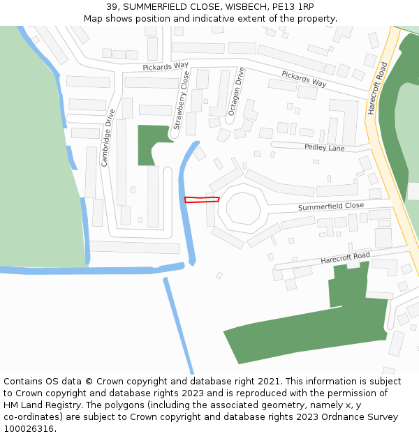 39, SUMMERFIELD CLOSE, WISBECH, PE13 1RP: Location map and indicative extent of plot