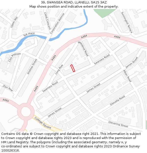 39, SWANSEA ROAD, LLANELLI, SA15 3AZ: Location map and indicative extent of plot