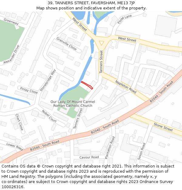 39, TANNERS STREET, FAVERSHAM, ME13 7JP: Location map and indicative extent of plot