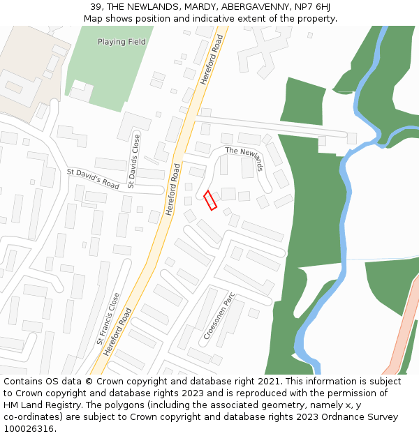 39, THE NEWLANDS, MARDY, ABERGAVENNY, NP7 6HJ: Location map and indicative extent of plot