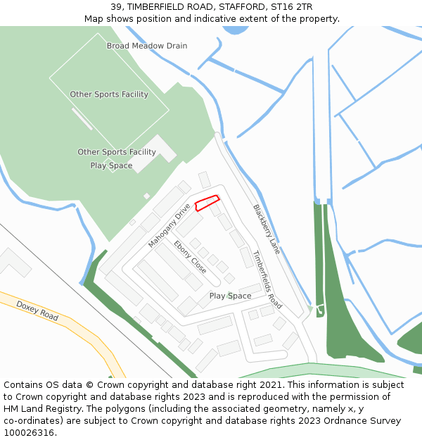 39, TIMBERFIELD ROAD, STAFFORD, ST16 2TR: Location map and indicative extent of plot