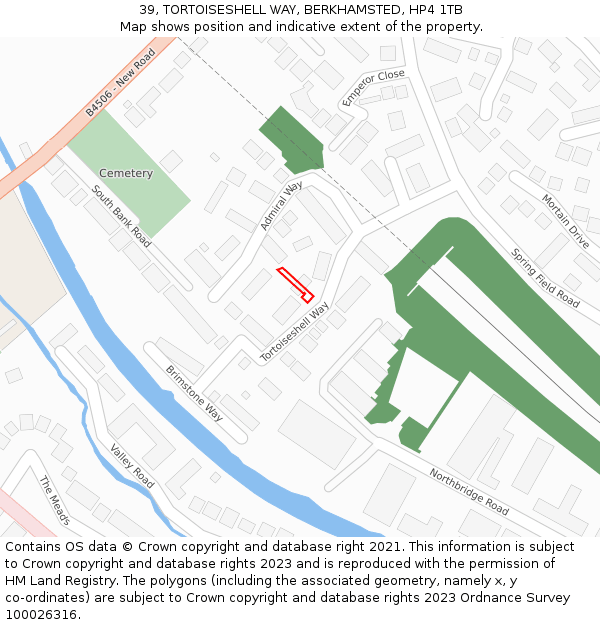 39, TORTOISESHELL WAY, BERKHAMSTED, HP4 1TB: Location map and indicative extent of plot