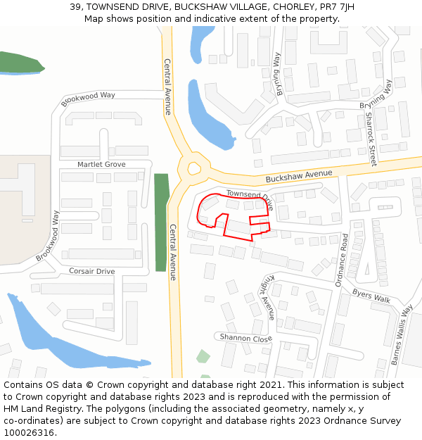 39, TOWNSEND DRIVE, BUCKSHAW VILLAGE, CHORLEY, PR7 7JH: Location map and indicative extent of plot