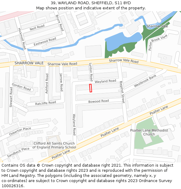 39, WAYLAND ROAD, SHEFFIELD, S11 8YD: Location map and indicative extent of plot