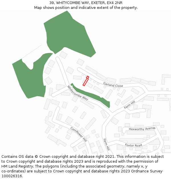 39, WHITYCOMBE WAY, EXETER, EX4 2NR: Location map and indicative extent of plot