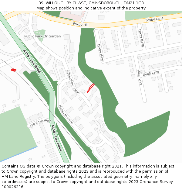 39, WILLOUGHBY CHASE, GAINSBOROUGH, DN21 1GR: Location map and indicative extent of plot