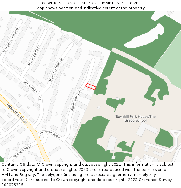 39, WILMINGTON CLOSE, SOUTHAMPTON, SO18 2RD: Location map and indicative extent of plot