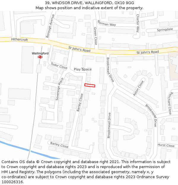 39, WINDSOR DRIVE, WALLINGFORD, OX10 9GG: Location map and indicative extent of plot