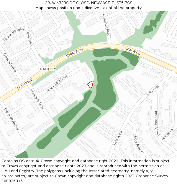 39, WINTERSIDE CLOSE, NEWCASTLE, ST5 7SS: Location map and indicative extent of plot